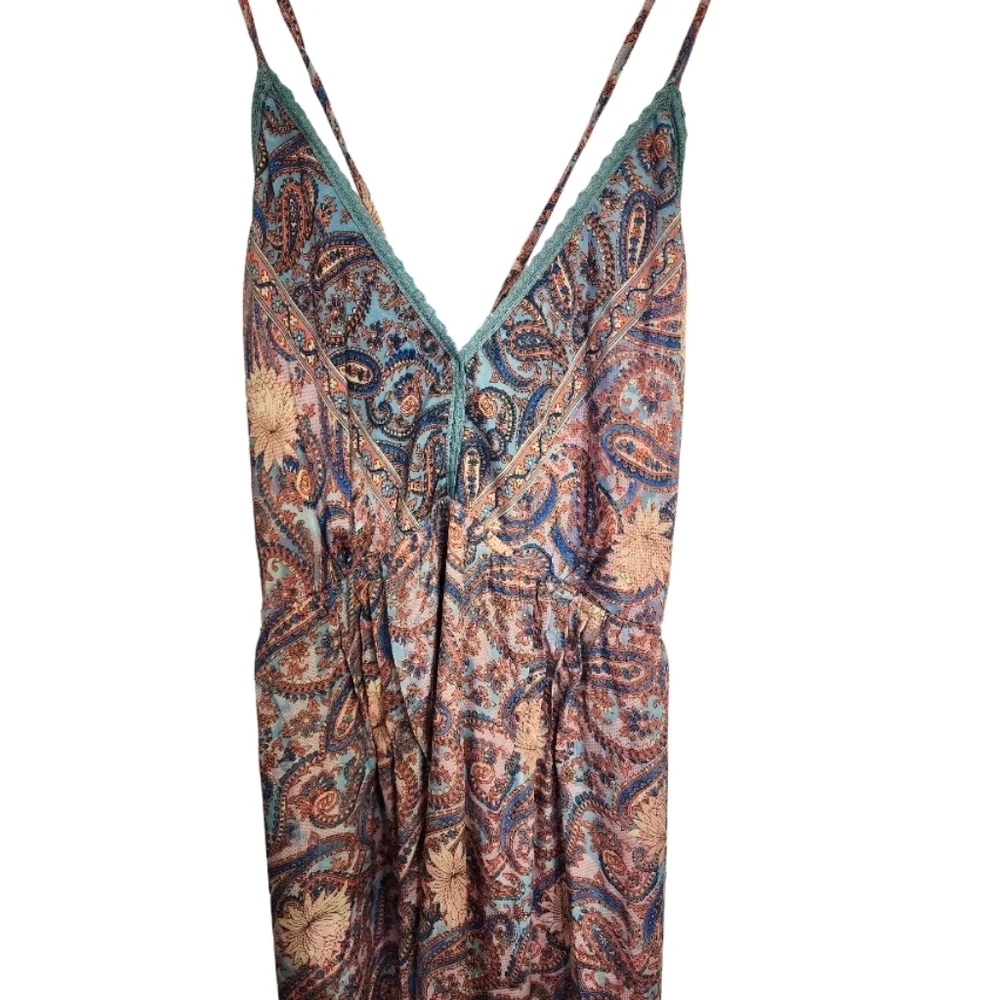 Raga Baran Paisley Print Tiered Maxi Dress In Fuschia, Size Large - Picture 7 of 11